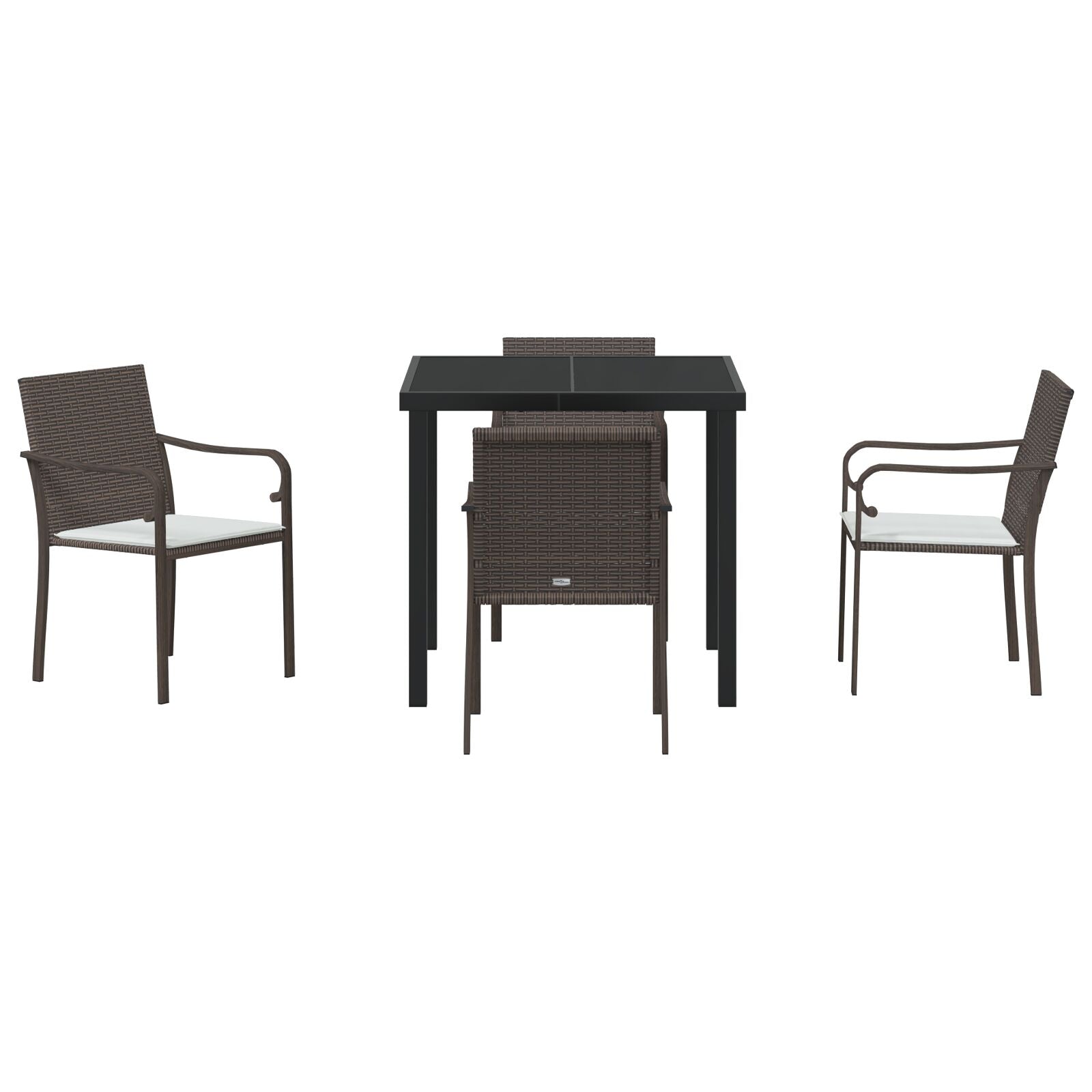 5-Delige Tuinset Met Kussens Poly Rattan 4-Zitter Bruin 80 cm