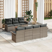 Loungeset poly rattan 8-delig grijs