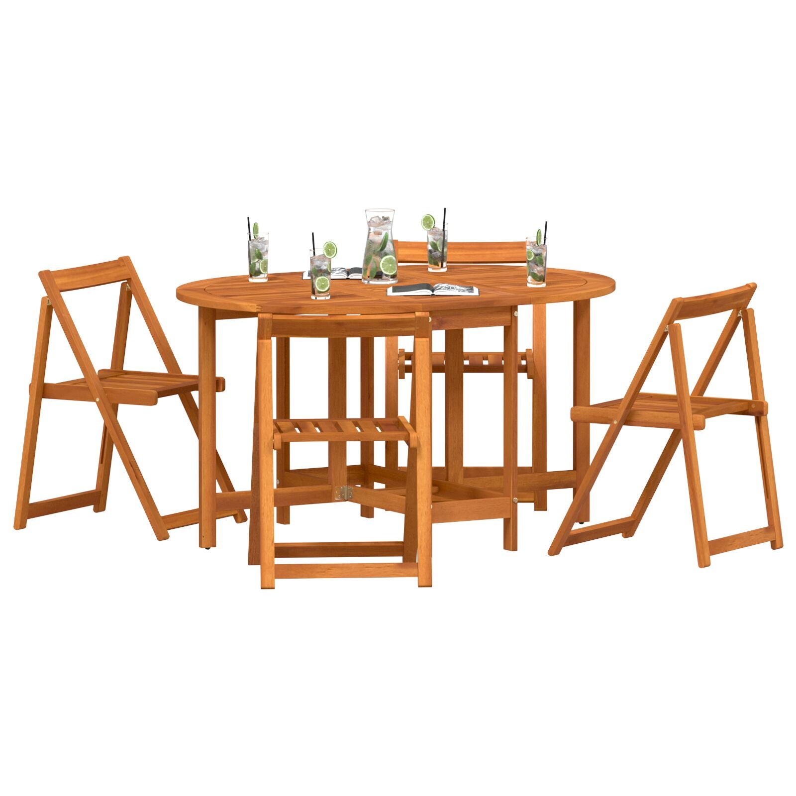 5-Delige Vlinder Tuin Eetset Vouwbaar Massief Acaciahout 110 cm Tafel + 4x stoelen