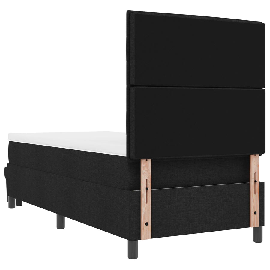 Boxspringbed Met Matras & Bank Stof Zwart 90 x 190 cm Lijnen ontwerp