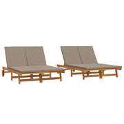Ligstoel 2-persoons massief acaciahout bruin 63x199x85 cm