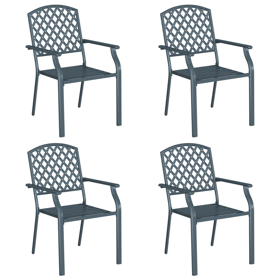 Tuinstoelen 4 Stuks Stapelbaar Antraciet Staal