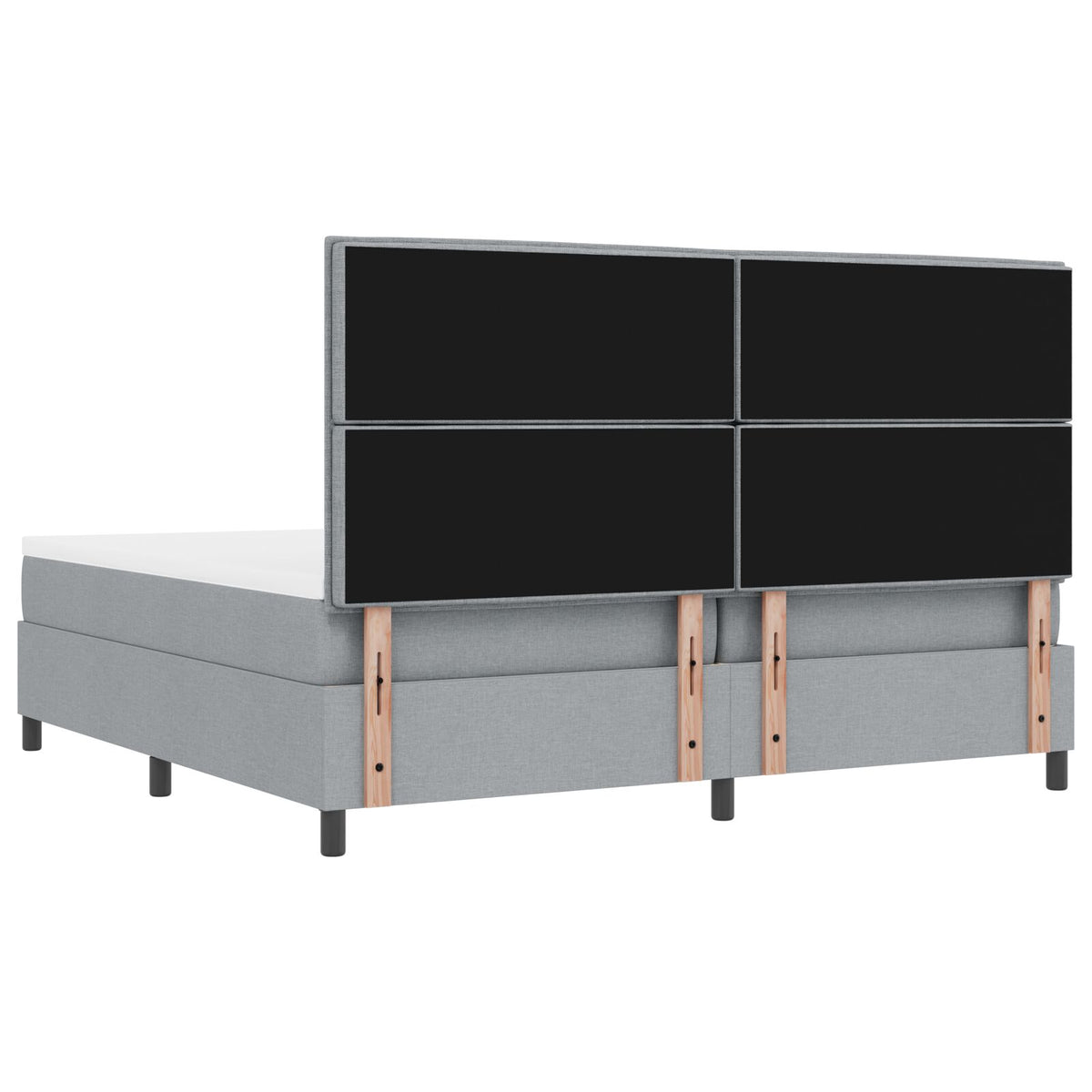 Boxspring Bed Met Matras & Bank Stof Lichtgrijs 200 x 200 cm Lijnen ontwerp
