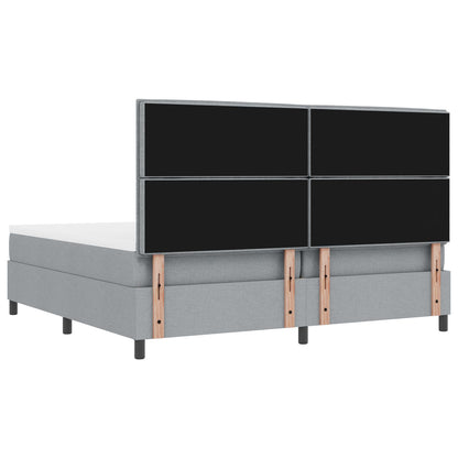 Boxspring Bed Met Matras & Bank Stof Lichtgrijs 200 x 200 cm Lijnen ontwerp