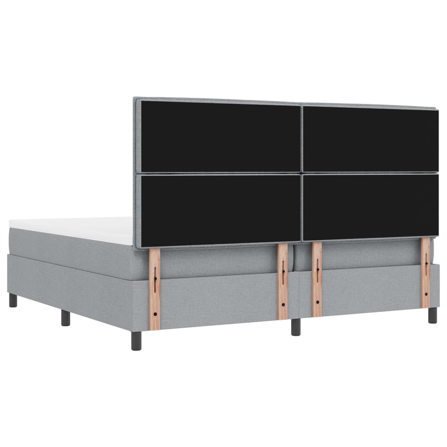 Boxspring Bed Met Matras & Bank Stof Lichtgrijs 200 x 200 cm Lijnen ontwerp