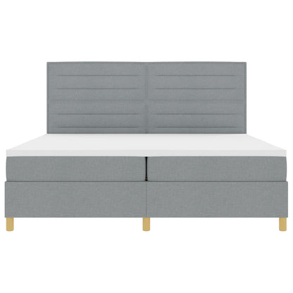 Boxspring Bed Met Matras Lichtgrijs 200X200 Cm Stof Blauw