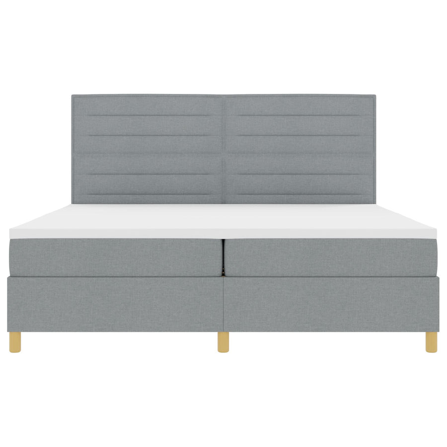 Boxspring Bed Met Matras Lichtgrijs 200X200 Cm Stof Blauw