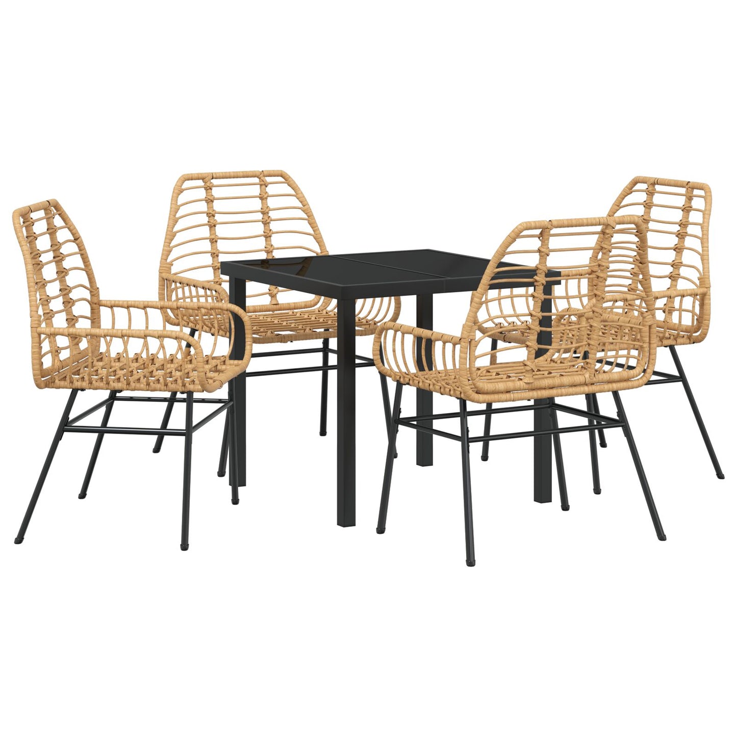 5-Delige Tuin Eetset Bruin Poly Rattan
