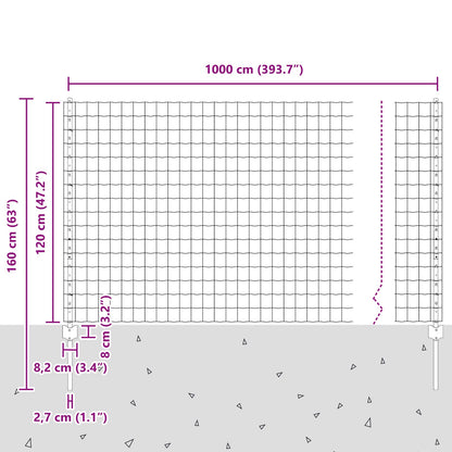 Euro Omheining Set Van 2 Grijs Metaal 10 X 1.2 M Duurzaam