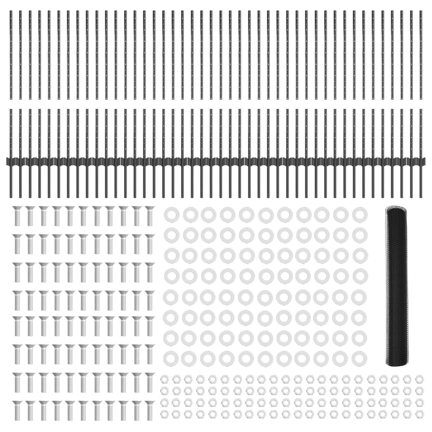 Fence Posts 22 Stuks U-Channel Grijs 100 Cm Staal,  Hexagon Fence Grijs 1X100 M Staal