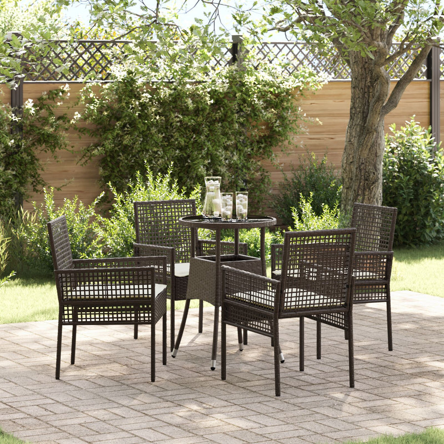 5 Delige Tuin Eetset Bruin Poly Rattan