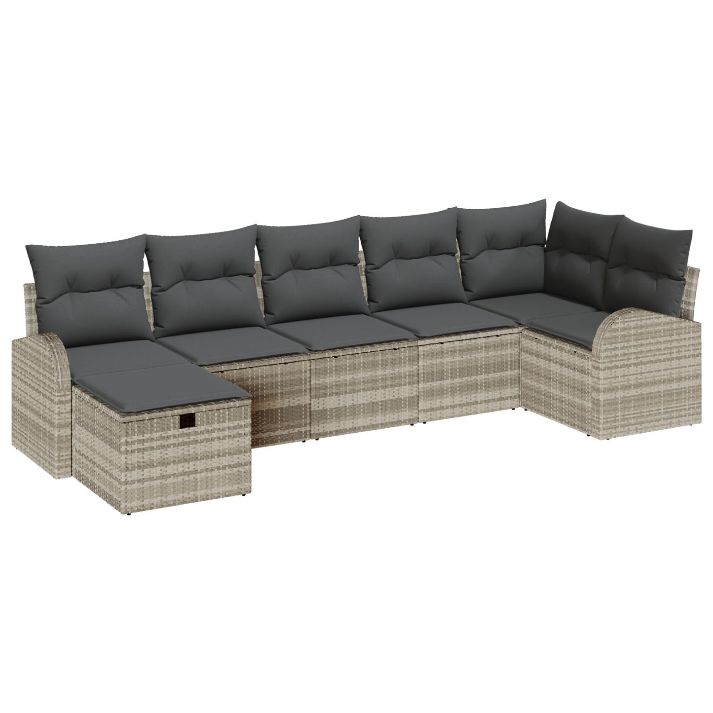7 Delige Tuin Sofa Set Met Kussens Lichtgrijs Poly Rattan