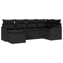 6 Delige Tuin Sofa Set met Kussens Zwart Poly Rattan, vidaXL 2-Persoons Tuin Sofa met Kussens Zwart Poly Rattan
