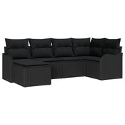 Tuinset poly rattan 5 personen zwart