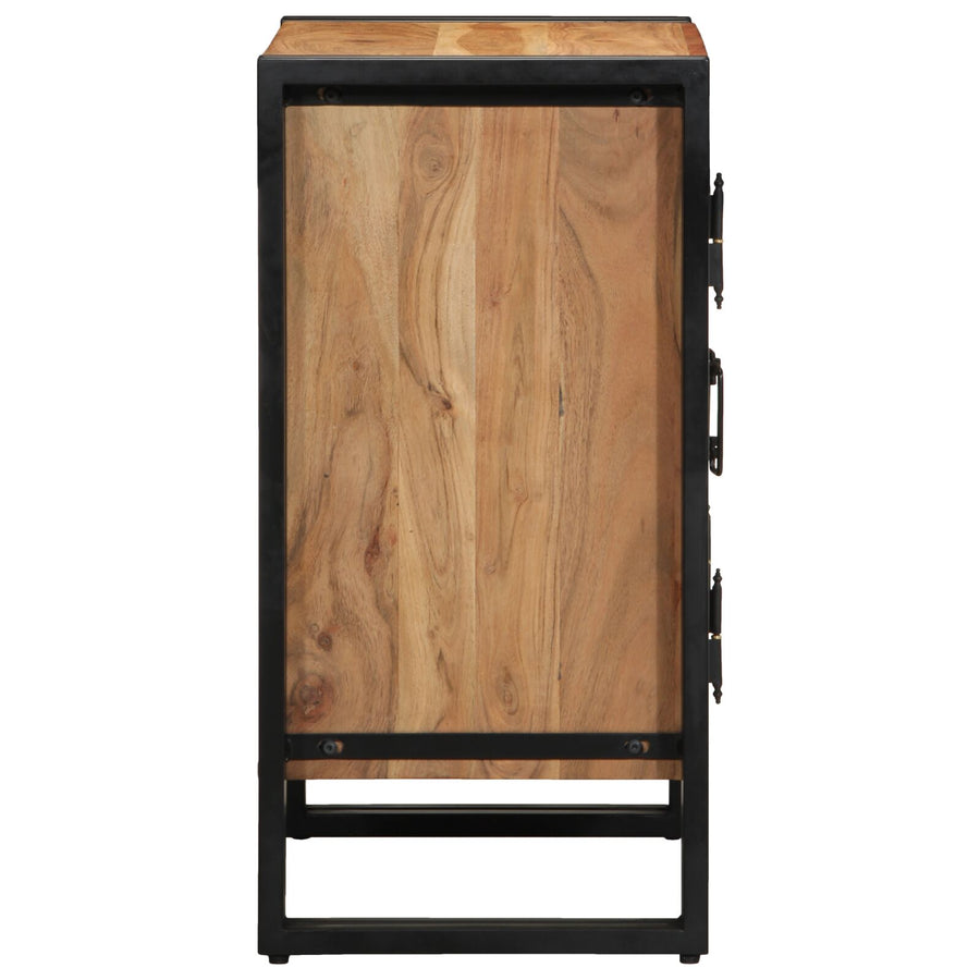 Schoenenkast Zwart 30X30X40 Cm En Staal Massief acaciahout