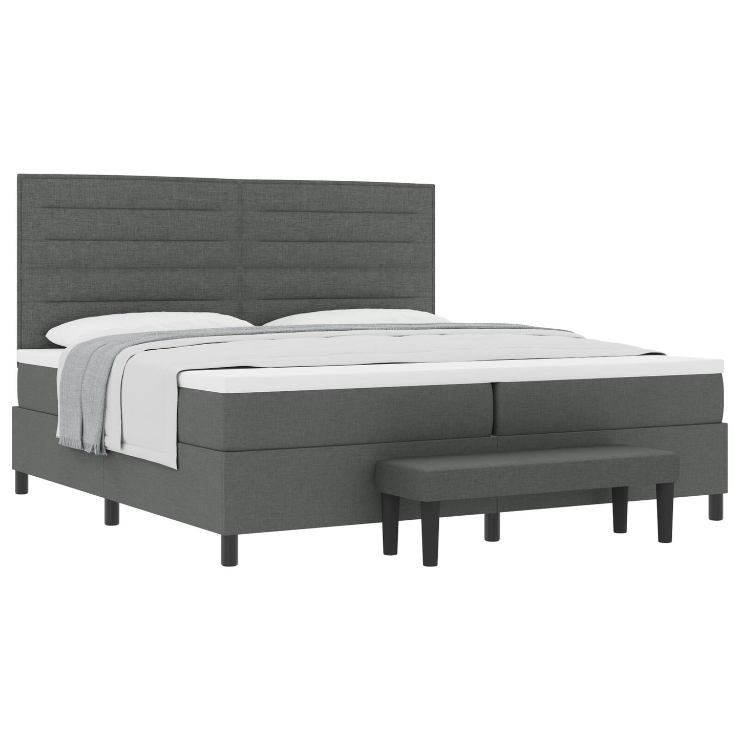 Boxspring Bed Met Matras & Bank Stof Donkergrijs 200 x 200 cm Lijnen design