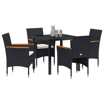 5-Delige Tuin Eetset Zwart Poly Rattan