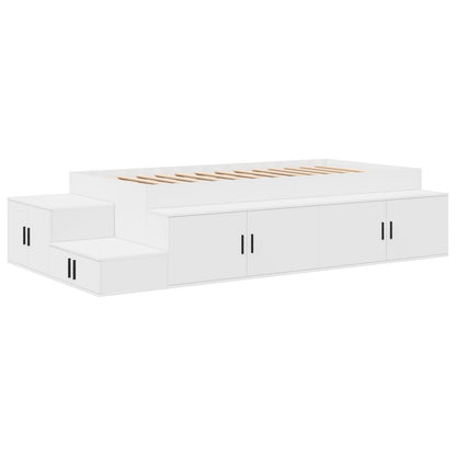 Opbergbedframe Wit 75X190 Cm Artisanaal Eiken