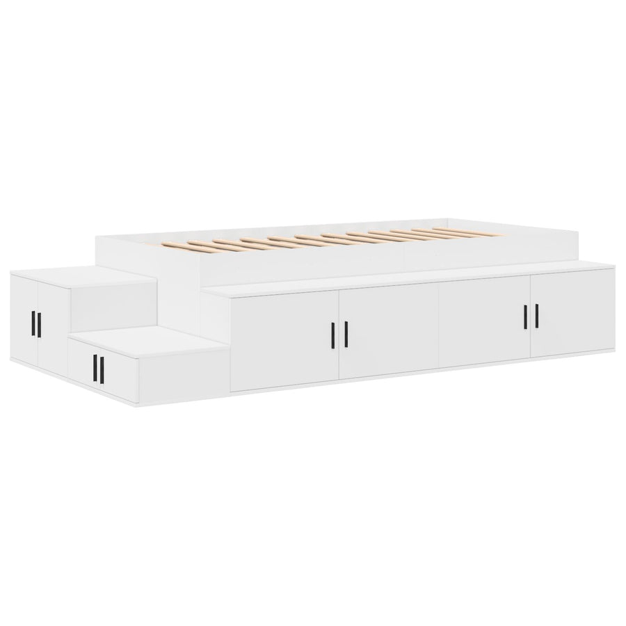 Opbergbedframe Wit 75X190 Cm Artisanaal Eiken