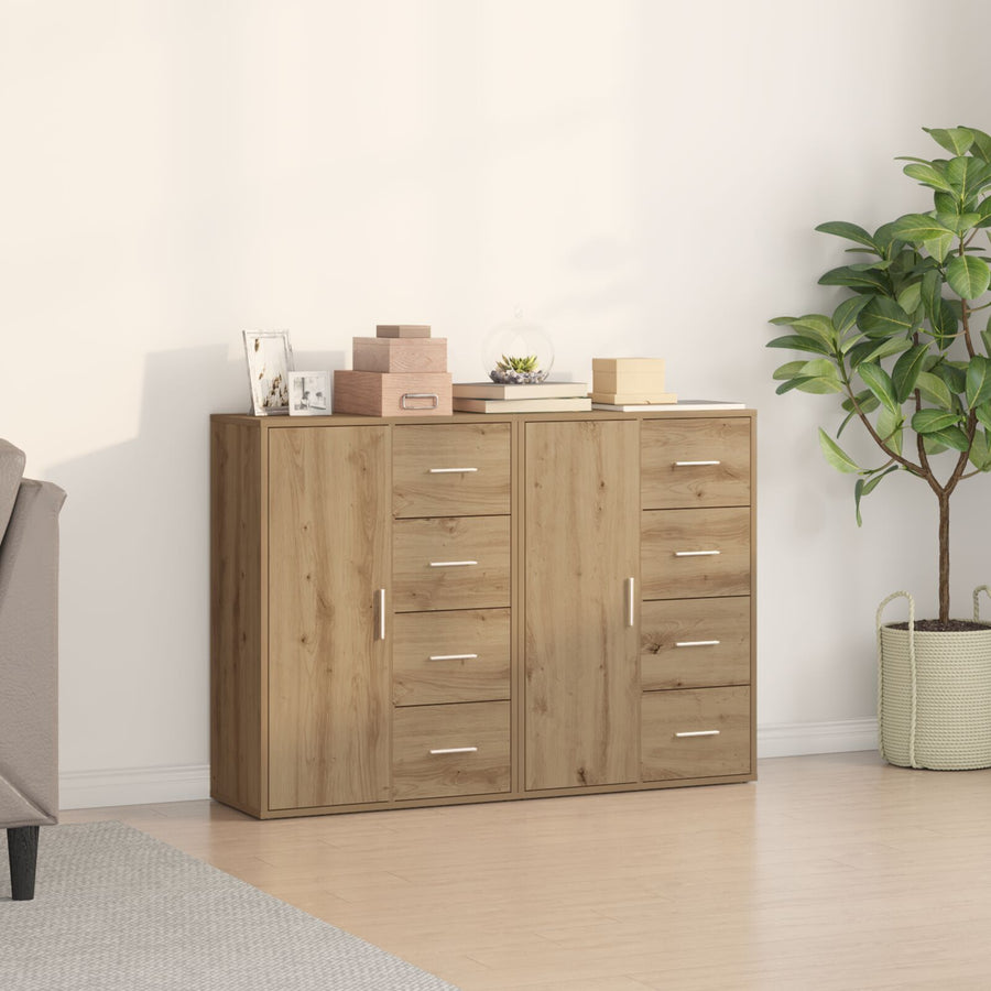 Zijmeubel Set Van 2 Artiest Eiken Mdf, Spaanplaat Groot Buffet