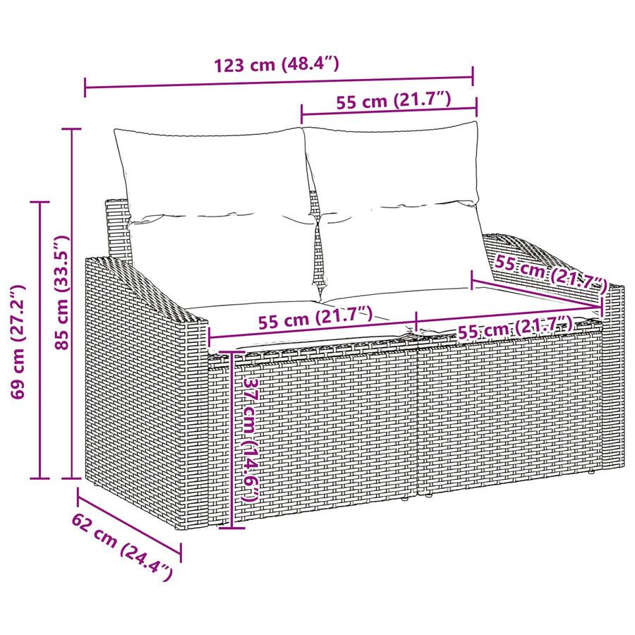 8-Delige Tuin Sofa Set Met Kussens Beige Poly Rattan