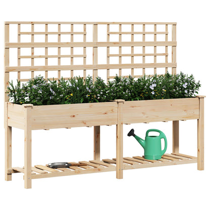 Tuinplantbak Met Trellis & Plank 203X53X152 Cm Massief Vurenhout 203.5 x 54 x 152.5 cm