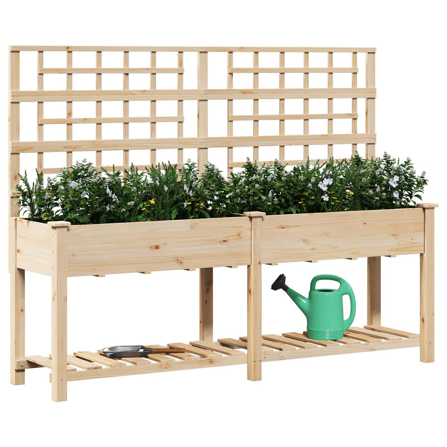 Tuinplantbak Met Trellis & Plank 203X53X152 Cm Massief Vurenhout 203.5 x 54 x 152.5 cm