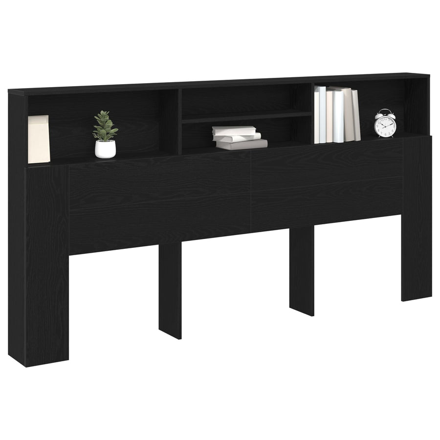 Zwarte Eiken Hooofdboardkast, 200X19X103.5 Cm, Bewerkt Hout
