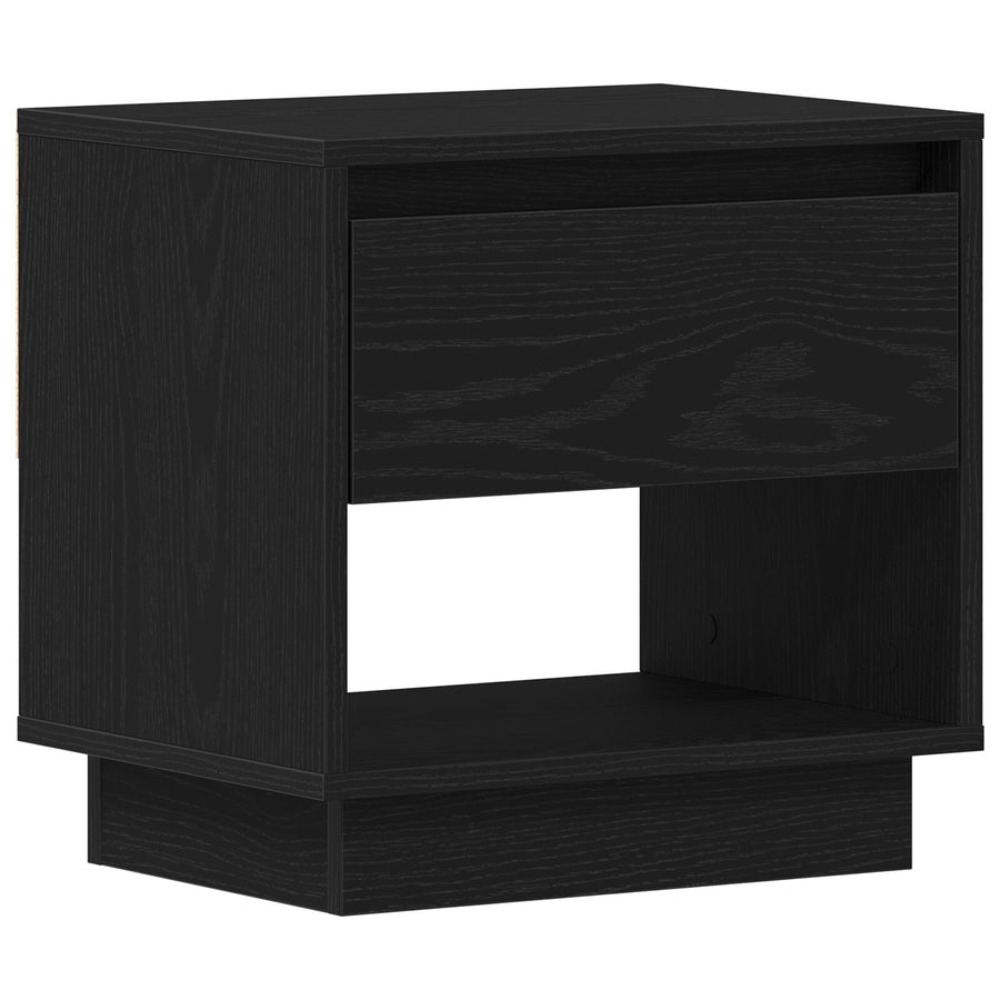 Nachtkastje 2 Stuks Zwart Eiken 45X34X49 Cm Bewerkt Hout