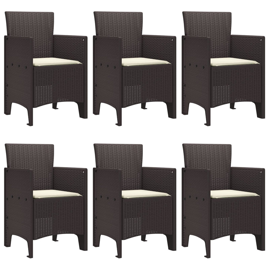 7-Delige Tuin Eetset Met Kussens Bruin Poly Rattan