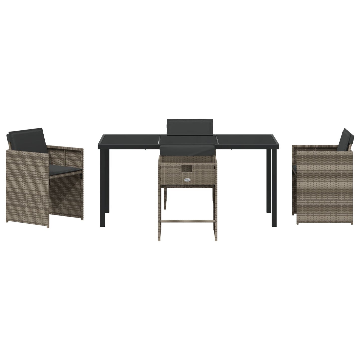 5-Delige Tuin Eettafelset Met Kussens Grijs Poly Rattan