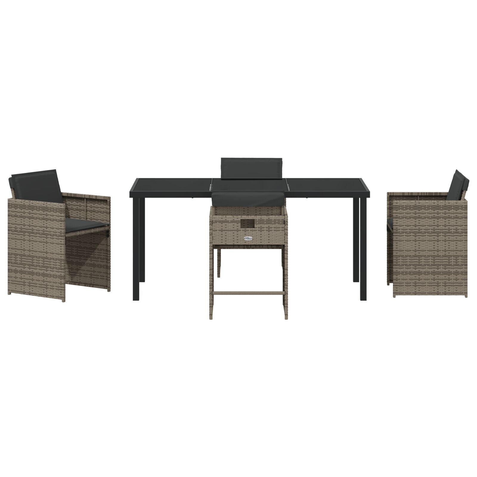5-Delige Tuin Eettafelset Met Kussens Grijs Poly Rattan