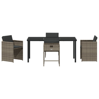 5-Delige Tuin Eettafelset Met Kussens Grijs Poly Rattan