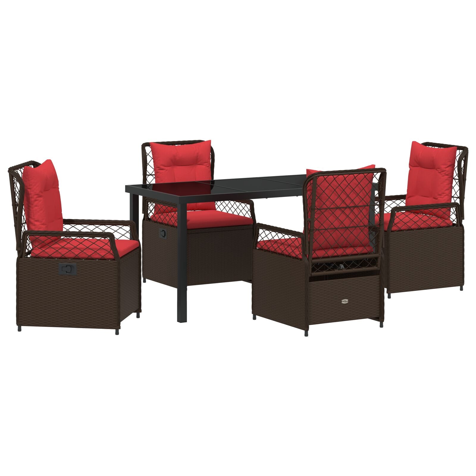 5 Delige Tuin Eetset Bruin Poly Rattan