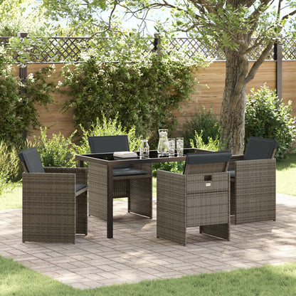 5-Delige Tuinset Met Kussens Grijze Poly Rattan