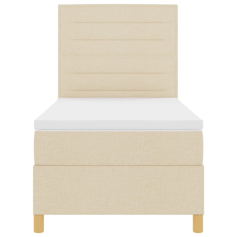 Boxspring Bed Met Matras Crème Eenpersoons Stof Blauw
