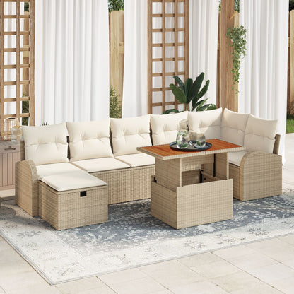8-Delige Tuin Sofa Set Met Kussens Beige Poly Rattan