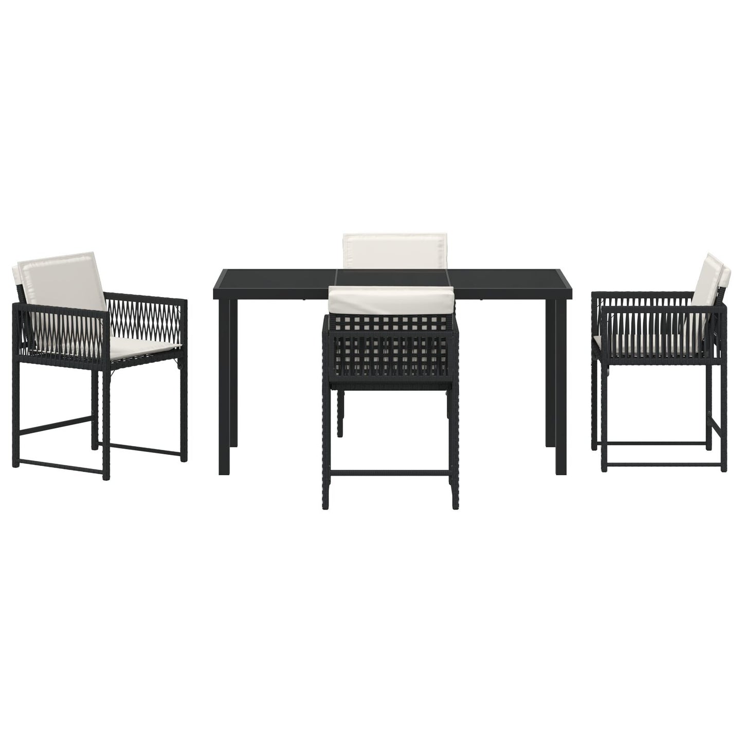 5-Delige Tuinset Met Kussens Zwart Poly Rattan