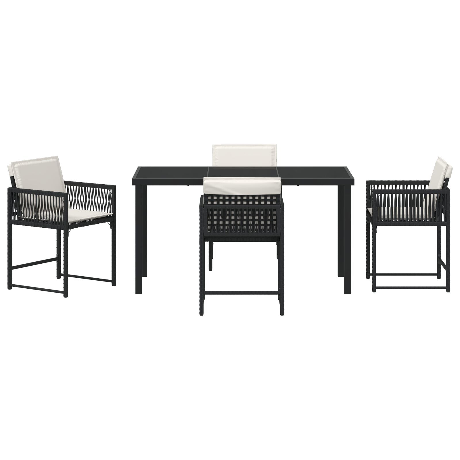 5-Delige Tuinset Met Kussens Zwart Poly Rattan
