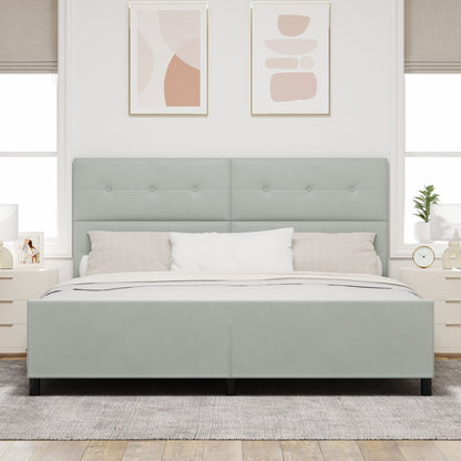 Bedframe Lichtgrijs 200X200 Cm Fluweel Crème