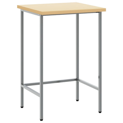 Werktafel 55X55X85 Cm Staal En Bewerkt Hout Grijs Hoektafel