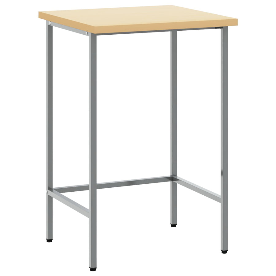 Werktafel 55X55X85 Cm Staal En Bewerkt Hout Grijs Hoektafel