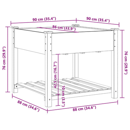 Tuinplantbak Met Rek 90X90X76 Cm Massief Vurenhout 90 x 90 x 76.5 cm