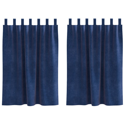 Blackout Gordijnen 2 Stuks Fluweel Donkerblauw 140 x 140 cm met ophanglussen