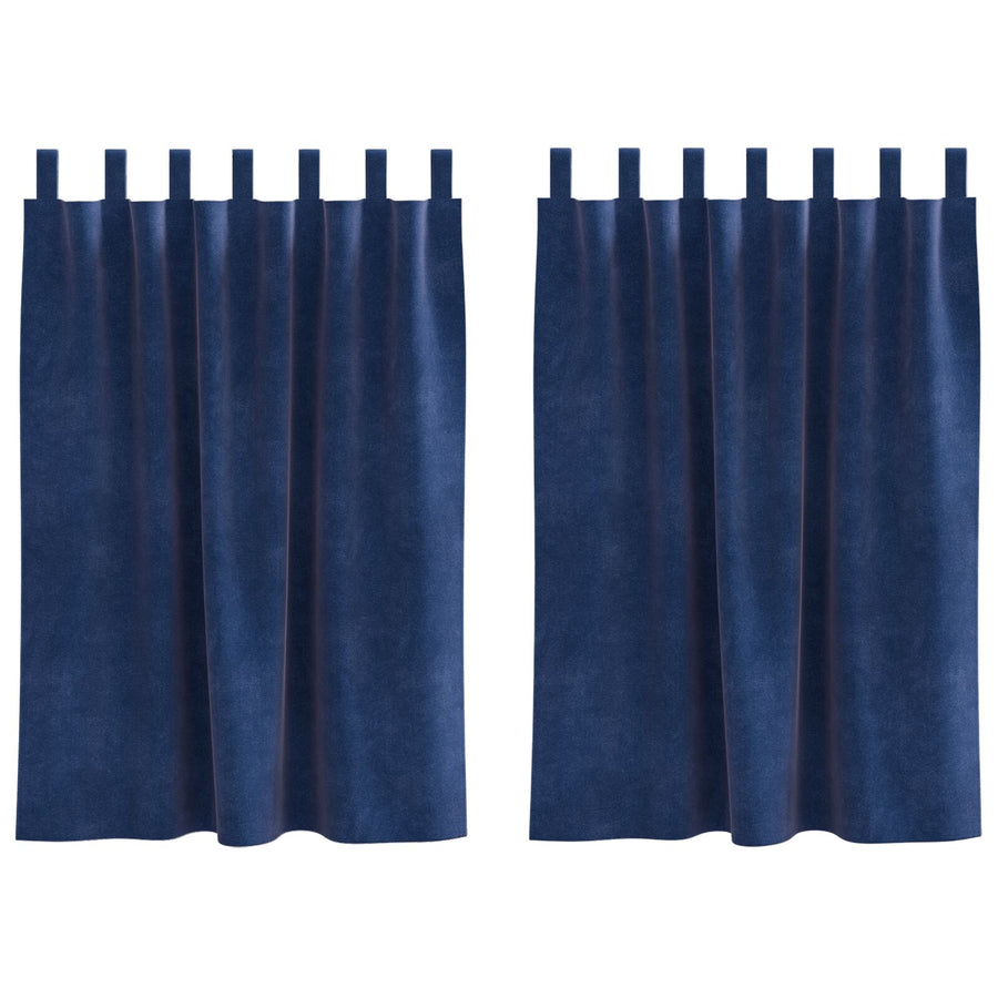 Blackout Gordijnen 2 Stuks Fluweel Donkerblauw 140 x 140 cm met ophanglussen