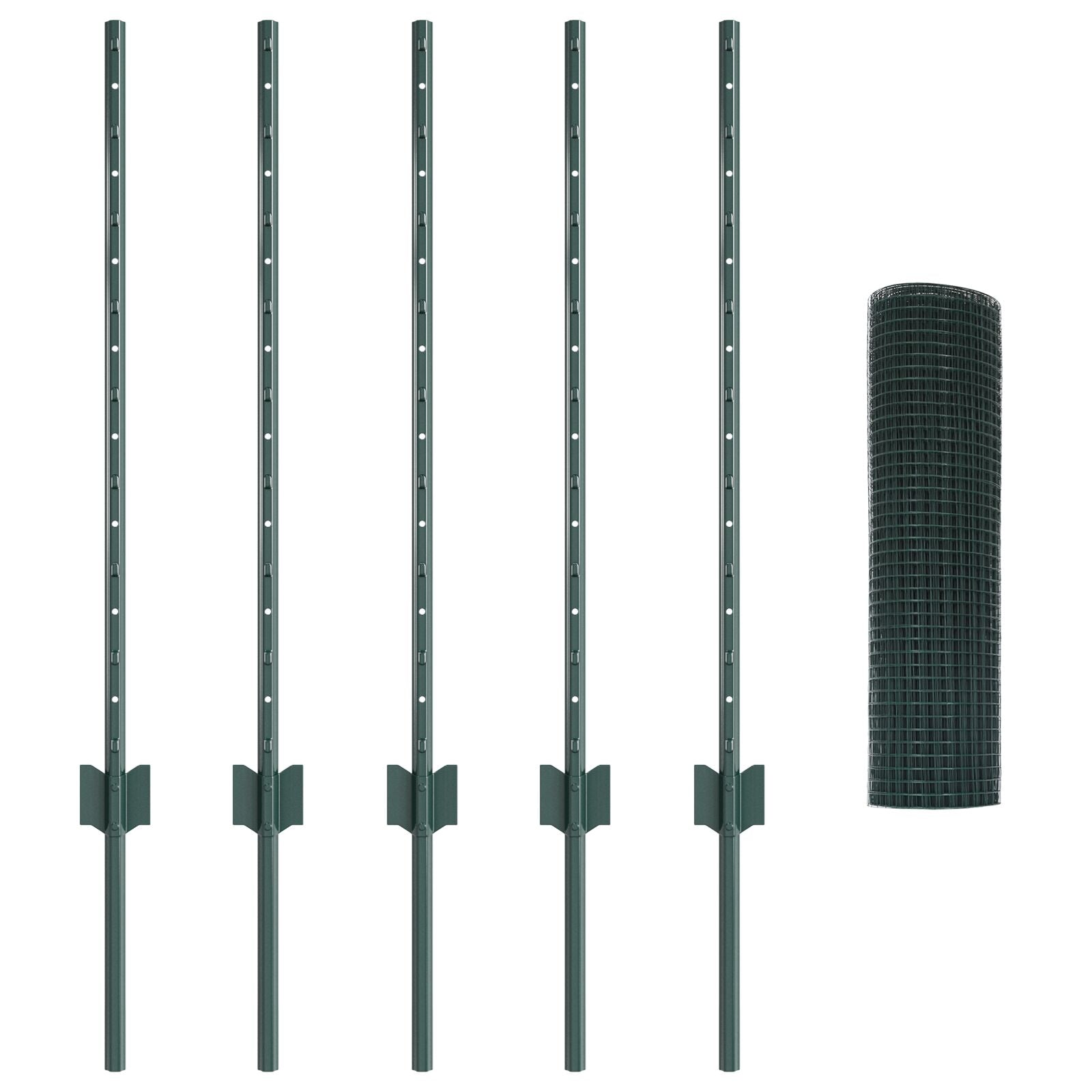 Gelast Draadomheining Met 5 U-Posts Groen 0.8X10 M Staal