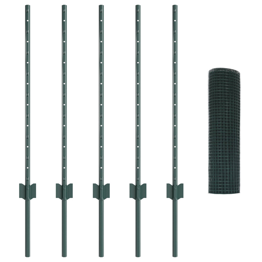 Gelast Draadomheining Met 5 U-Posts Groen 0.8X10 M Staal