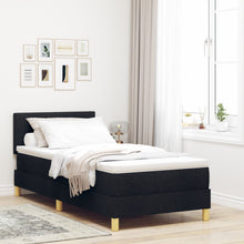 Boxspring Bed Met Matras Stof Zwart 80 x 200 cm Knoopgestikt