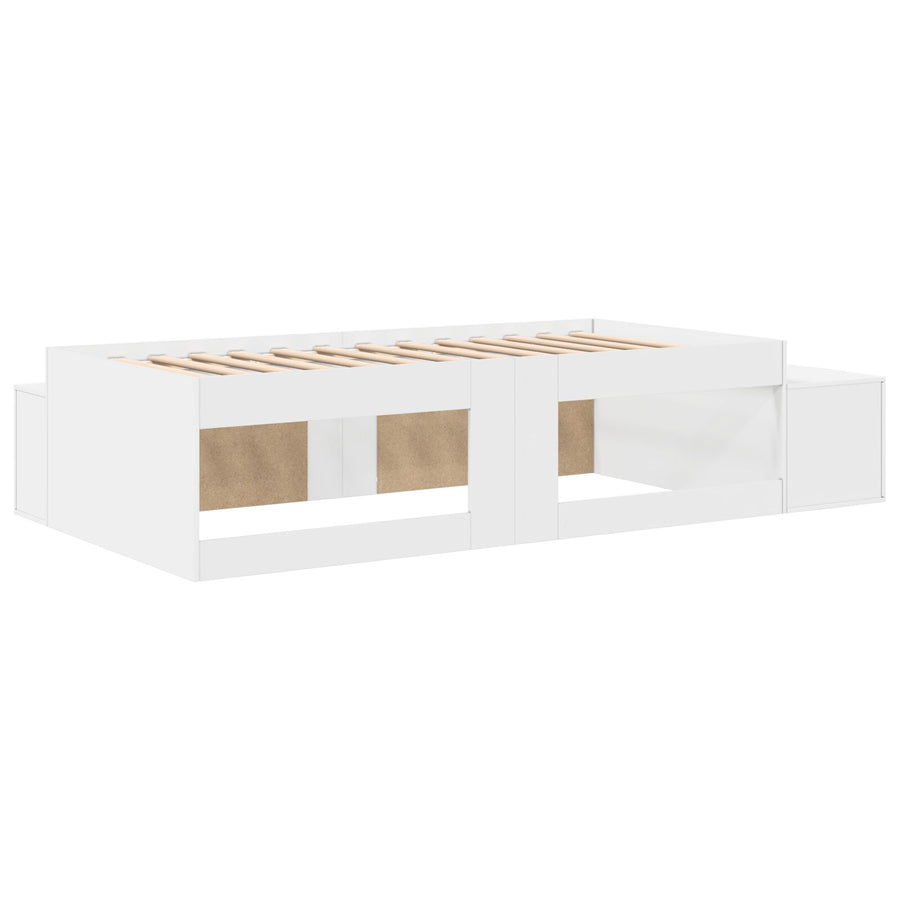 Opbergbedframe Wit 75X190 Cm Artisanaal Eiken