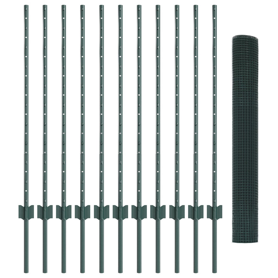 Gelaste Draadhek Met 11 U-Palen Groen 1X25 M Staal